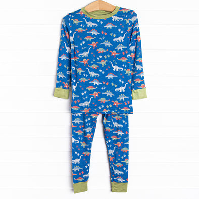 Roam and Roar Bamboo Pajama Set, Blue