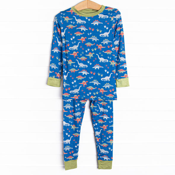 Roam and Roar Bamboo Pajama Set, Blue