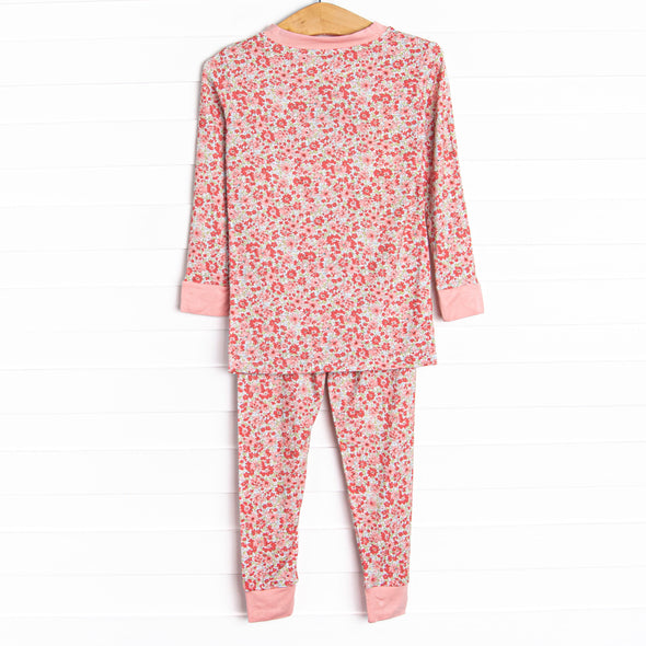 Red Ribbons Bamboo Pajama Set, Red