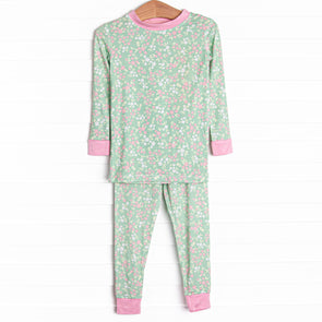 Garden Party Bamboo Pajama Set, Green