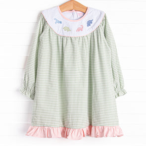 Fossil Friends Embroidered Dress, Green