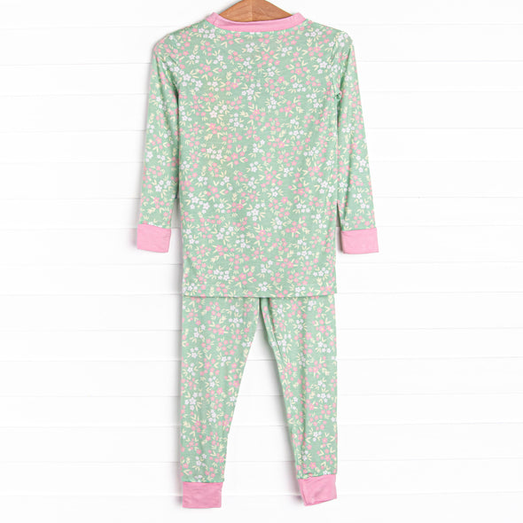 Garden Party Bamboo Pajama Set, Green