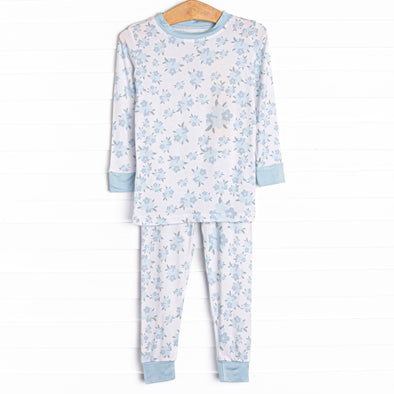 You Had Me at Hydrangea Bamboo Pajama Set, Blue