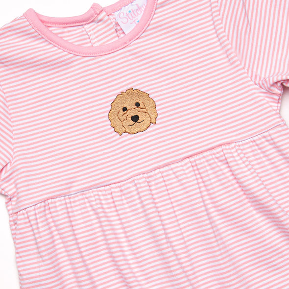 Doodle Days Embroidered Romper, Pink