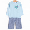 Take Off Time Applique Pant Set, Blue