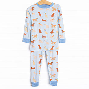 Walk in the Park Bamboo Pajama Set, Blue