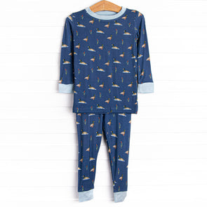 Migrating Mallards Bamboo Pajama Set, Navy