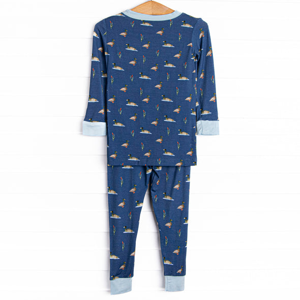 Migrating Mallards Bamboo Pajama Set, Navy