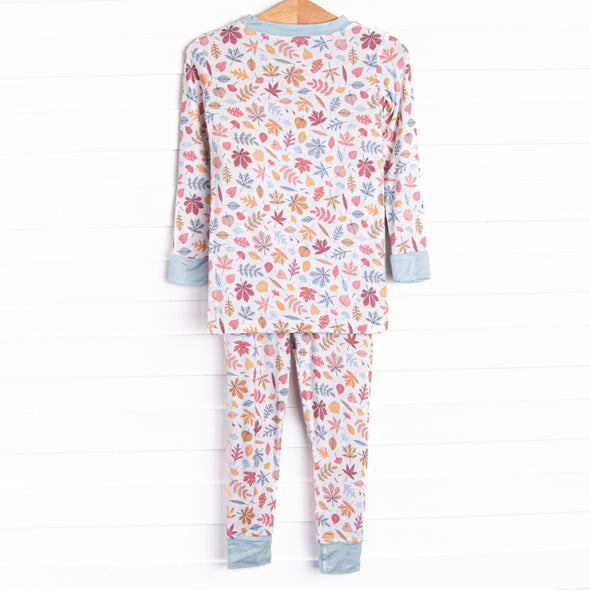 Fall Foliage Bamboo Pajama Set, Blue