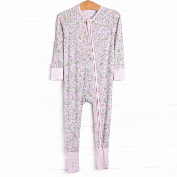 Gingham Gardenias Bamboo Zippy Pajama, Pink