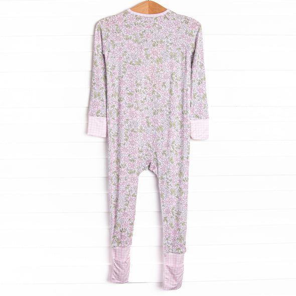 Gingham Gardenias Bamboo Zippy Pajama, Pink