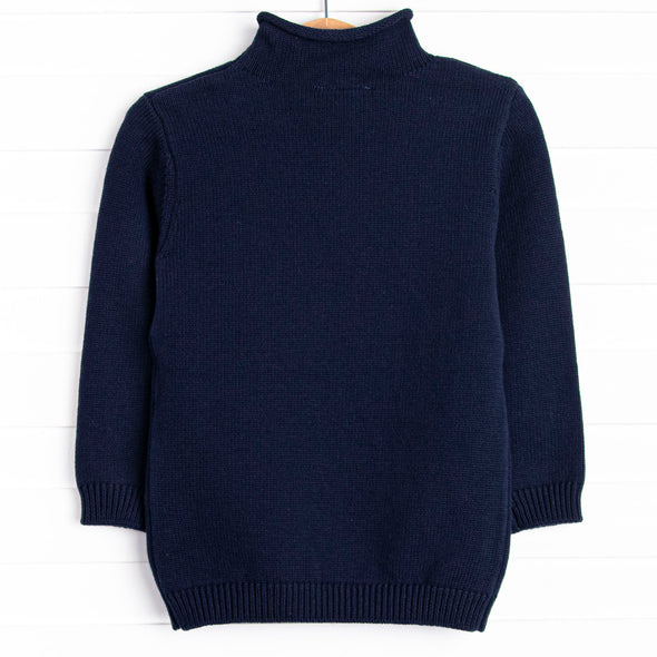 Rolled Neck Sweater, Navy