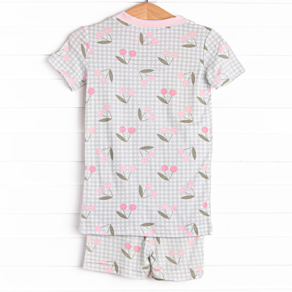 Berry Cherry Bamboo Pajama Short Set, Green