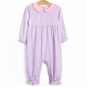 Grace Gingham Romper, Purple