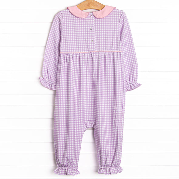 Grace Gingham Romper, Purple