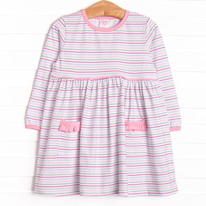 Raspberry Stripes Dress, Pink