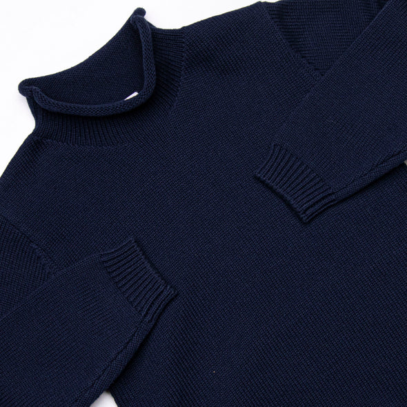 Rolled Neck Sweater, Navy