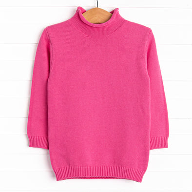 Rolled Neck Sweater, Hot Pink