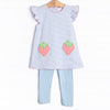 Pocketful of Berries Applique Legging Set, Blue