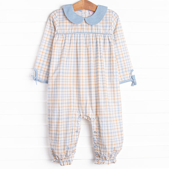 Perfect Day Plaid Romper, Blue