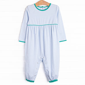 Charles Romper, Jade Green and Blue Stripe