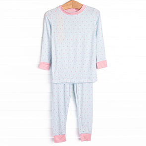 Blue Sky Berries Bamboo Pajama Set, Blue