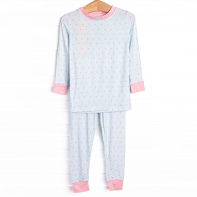 Blue Sky Berries Bamboo Pajama Set, Blue