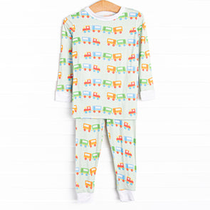 Railcar Rest Bamboo Pajama Set, Green