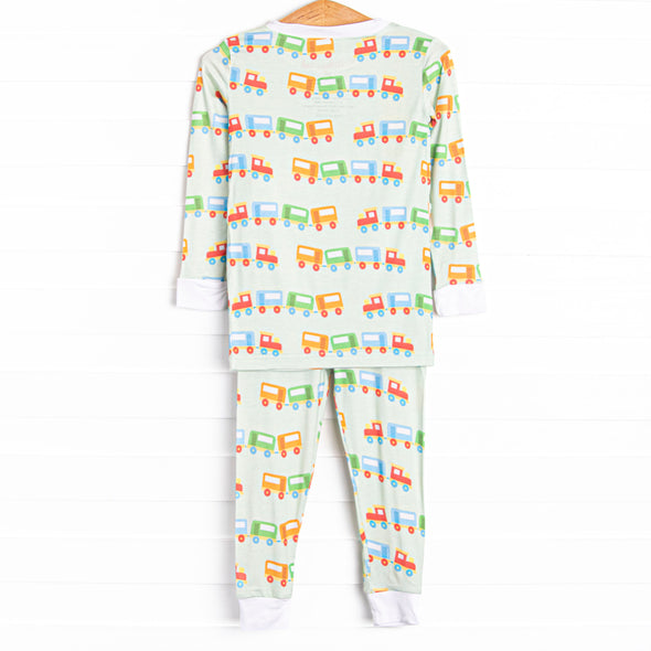 Railcar Rest Bamboo Pajama Set, Green