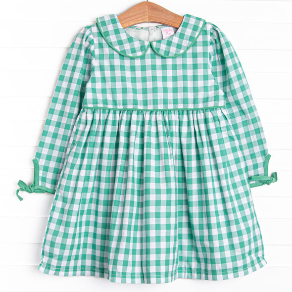 Campbell Long Sleeve Dress, Green Check