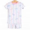 Ribbon Rows Bamboo Pajama Short Set, Pink