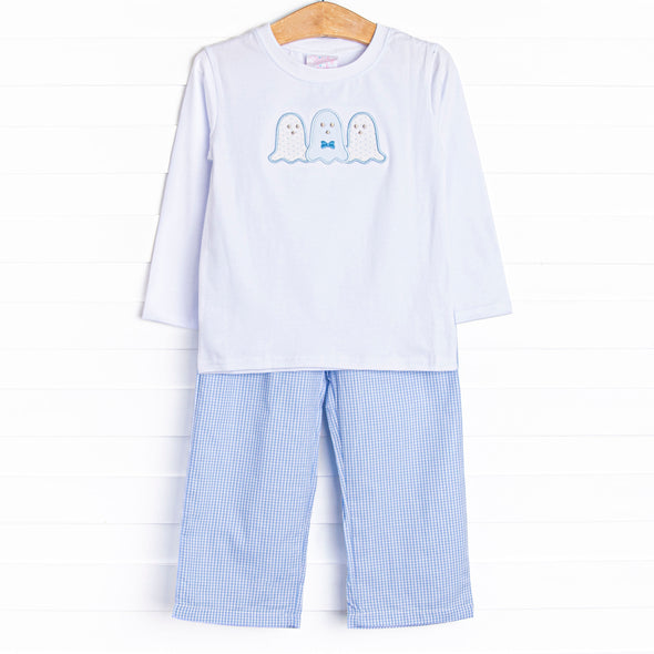 Spooky Spirits Applique Pant Set, Blue