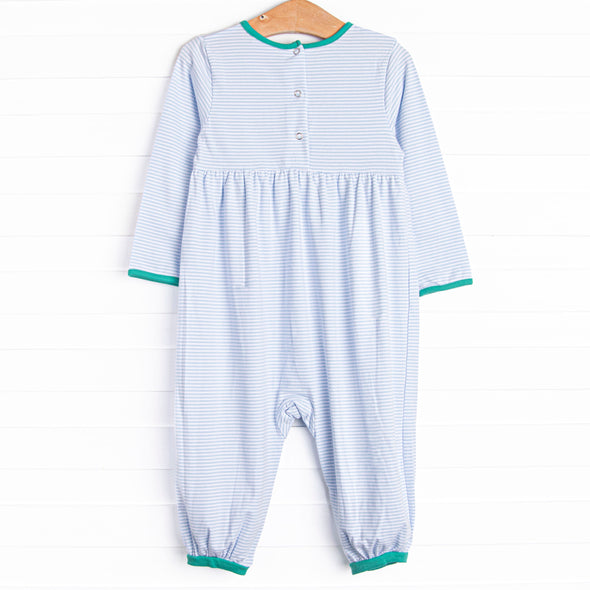 Charles Romper, Jade Green and Blue Stripe