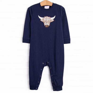 Highland Hills Applique Romper, Navy