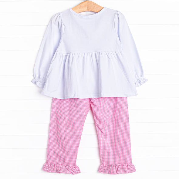 Spooky Spirits Applique Ruffle Pant Set, Pink