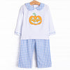 Bitty Dot Boos Applique Pant Set, Blue