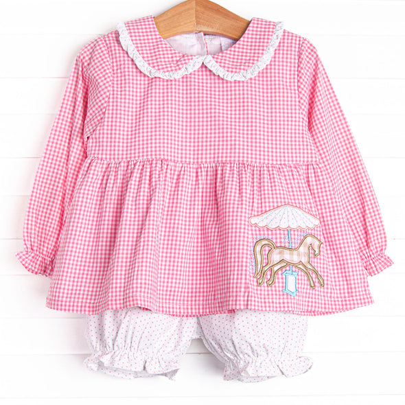 Mare-Go-Round Applique Bloomer Set, Pink