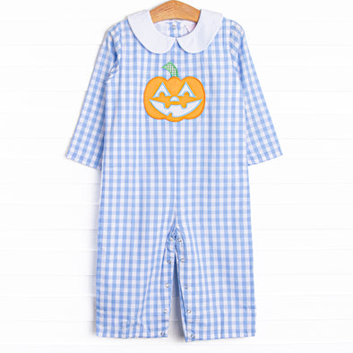 Bitty Dot Boos Applique Romper, Blue