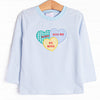 Candy Hearts Applique Top, Blue