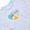 Candy Hearts Applique Top, Blue