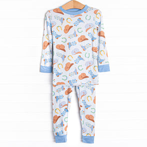 Wild Wild West Bamboo Pajama Set, Blue