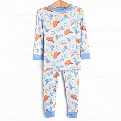 Wild Wild West Bamboo Pajama Set, Blue