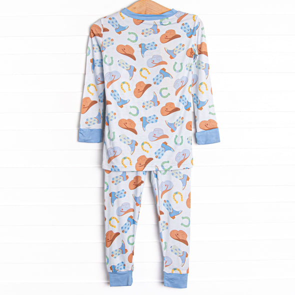 Wild Wild West Bamboo Pajama Set, Blue