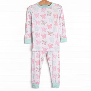 Butterfly Buzz Bamboo Pajama Set, Aqua