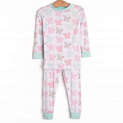 Butterfly Buzz Bamboo Pajama Set, Aqua