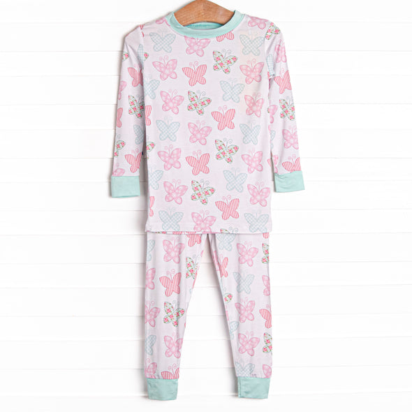 Butterfly Buzz Bamboo Pajama Set, Aqua