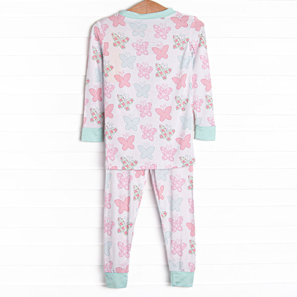 Butterfly Buzz Bamboo Pajama Set, Aqua