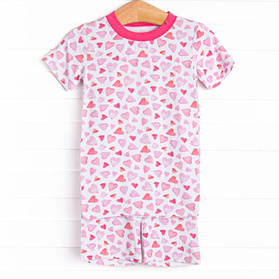 Paint My Love Bamboo Pajama Short Set, Pink