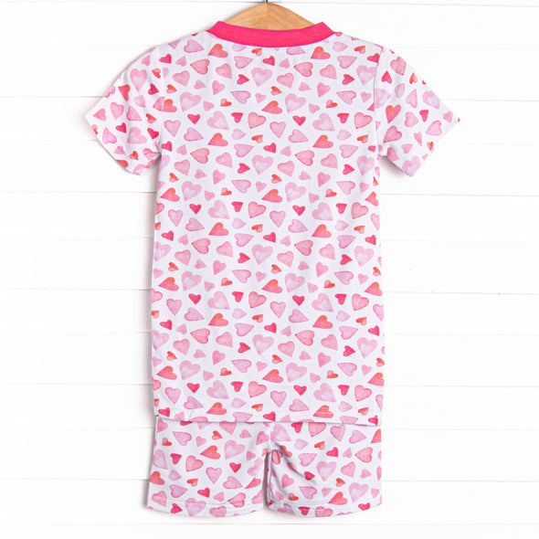 Paint My Love Bamboo Pajama Short Set, Pink