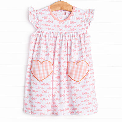 Romance and Ribbons Applique Dress, Pink